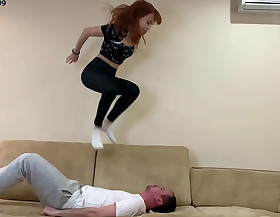 Bad princess kira full weight trampling including jumps aloft slave's belly and sweaty socks humiliation femdom preview