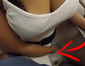 Unknown blonde milf with big tits started touching my dick in subway that's called clothed sex