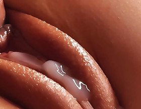 Beautiful pussy unperceived in lubricant and cum. Close-up