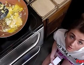 Hungry daughter eats daddy's balls for breakfast