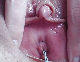 Extreme closeup masturbation with huge love button wet orgasm