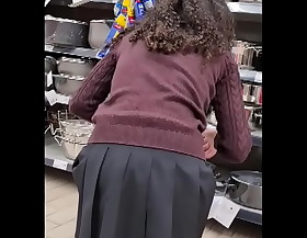 Spying teen girl at supermarket - short unsubtle