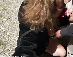 DOGGING with my CUCKOLD HUBBY and a STRANGER and object a HUGE FACIAL OUTDOOR!!
