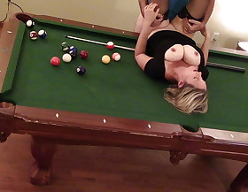 Grown up Wife big boobs with high heels Fucked on pool table to orgasm