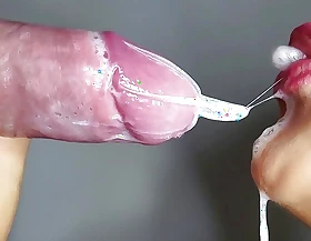 CLOSE UP: Staggering blowjob. I broke the cock rubber to drag inflate all the cum