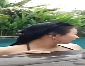 Indonesian fuck in pool during live