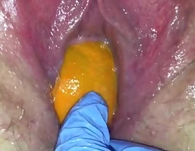 selfish pussy milf gets her pussy destroyed with a orange together with big apple popping it overseas of her selfish hole making her rain