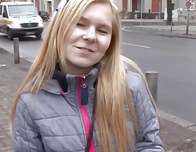 Normal German legal age teenager coaxed to have a go sex on the street