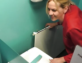 Blonde office slut fucked in company toilet!!