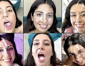 Cum on face compilation, cum just about mouth, cum swallowing, a lot of cum on face