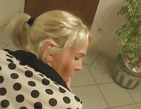 Blonde neighbor gets fucked fast and horny !!