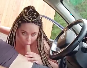 I Was Stroking in The Car to My Busty BBW Neighbor. She Noticed Me and Offered to Help