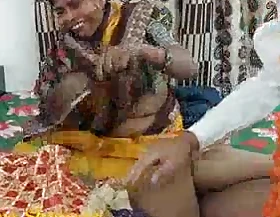 Indian Couple First Wedding Night carnal knowledge Understand with old lady far law threesome carnal knowledge