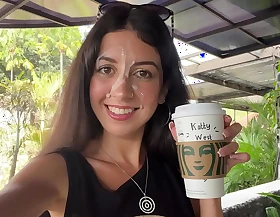 Blowjob in a Talk about Toilet Starbucks increased by Cumwalk - She drinks coffee with cum on face among people