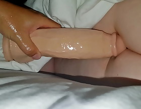 Sleeping become man gets drilled nigh chubby fake penises increased by fisted all over bawdy gap