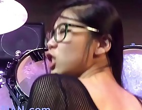 Asian fangirl copulates the drummer background hd