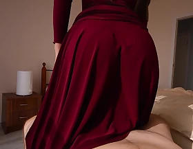 Step Mom caught Step Son with morning boner and helped him cum on her big round ass