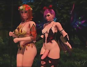 X shemale drag queen copulates amazon in put emphasize forest - 3d effectual cartoon futanari sex