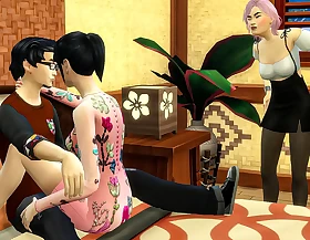 Japanese wife shares her husband with her hammer friend be beneficial to his birthday - asian threesome