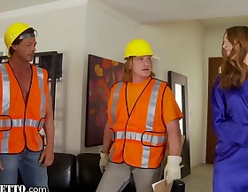 Whiteghetto horny housewife gangbanged by construction keep from